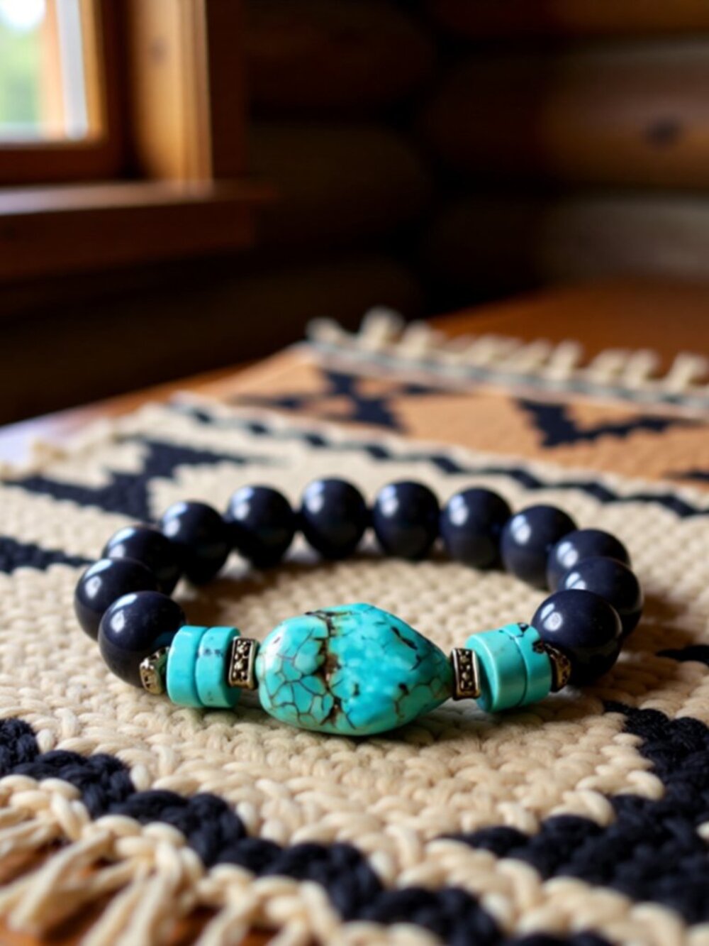 Handcrafted Turquoise Magnesite Chunky Bracelet • Rustic Southwestern Cowgirl